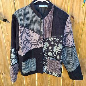 Vintage Patchwork Patterned Button Up Light Jacket Shacket Koret Women's Size 14
